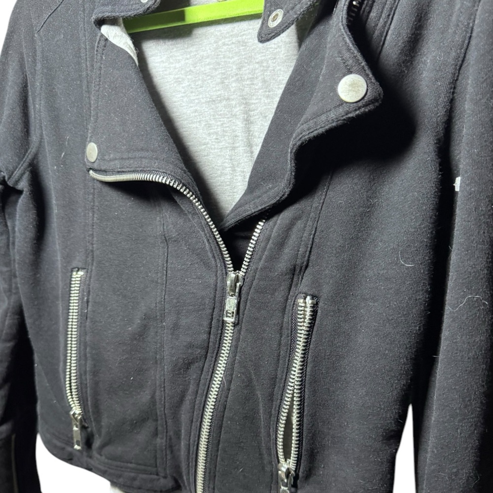 Chic Black Moto Jacket with Silver Details